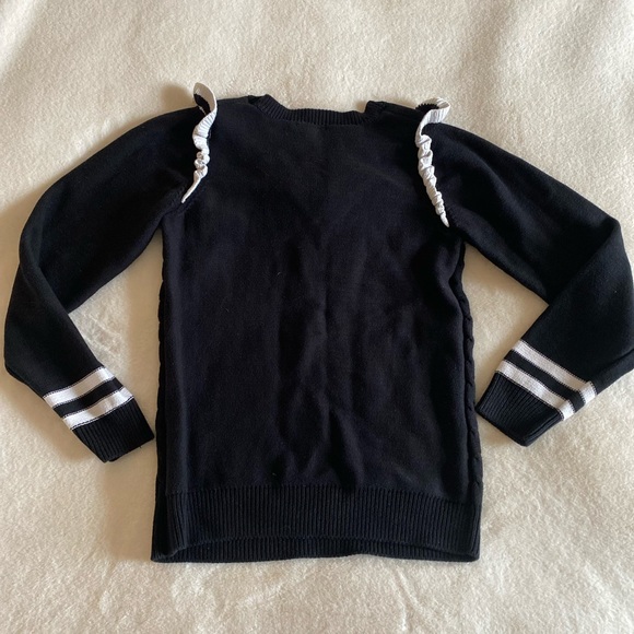 Tommy Hilfiger cotton cable sweater | black | ruffle | preppy | country club | L - Picture 2 of 3